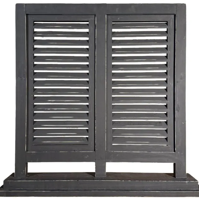 Dutch mood Raamscherm hout 74 cm – Houten shutter dubbel zwart | Raamluik vensterbank Black Berlin industrieel Zwart / antiek zwart