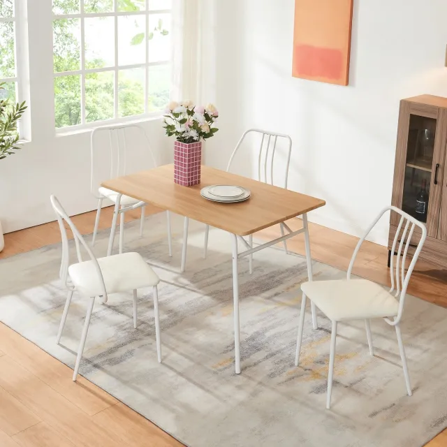 en.casa Eetkamerset Omso 5-delig eikenkleurig en wit [en.casa]