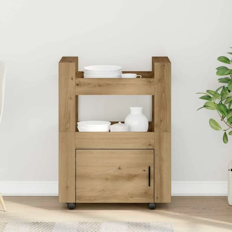 vidaXL Keuken Trolley artisanaal eikenkleurig 60 x 45 x 80 cm, foto 4