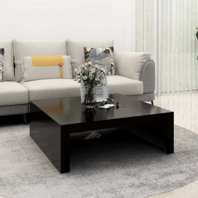 vidaXL Salontafel 100x100x35 cm bewerkt hout zwart, foto 2