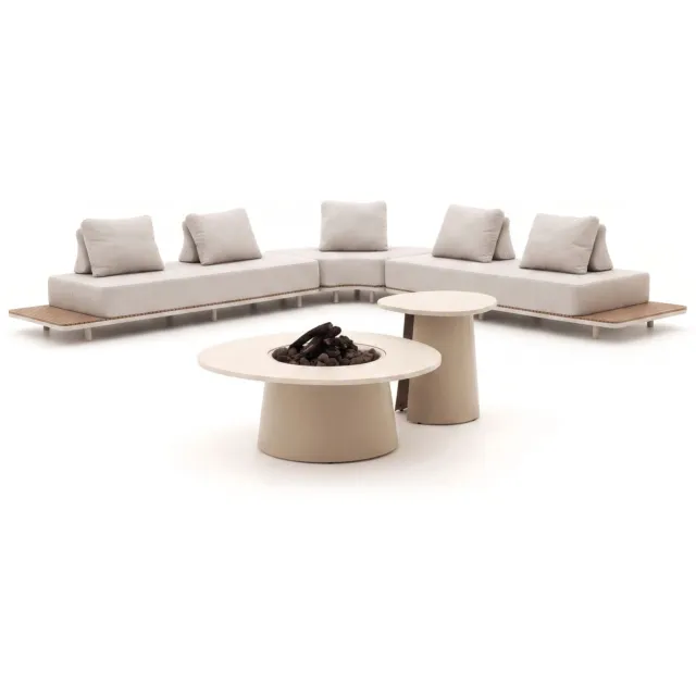 Bellagio tuinmeubelen Bellagio San Lupo/Cosidune hoek loungeset met vuurtafels 4-delig Taupe