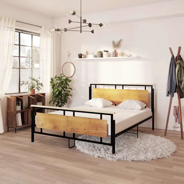 vidaXL Bedframe metaal 160x200 cm Zwart