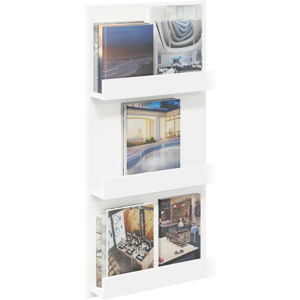 vidaXL Tijdschrift Rek met plank Wit 51 x 11 x 102 cm Bewerkt hout