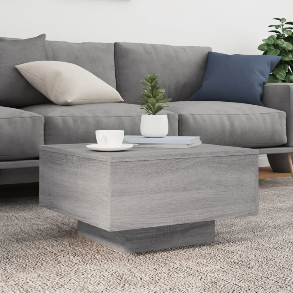vidaXL Salontafel 55x55x31 cm bewerkt hout grijs sonoma eikenkleurig, foto 2