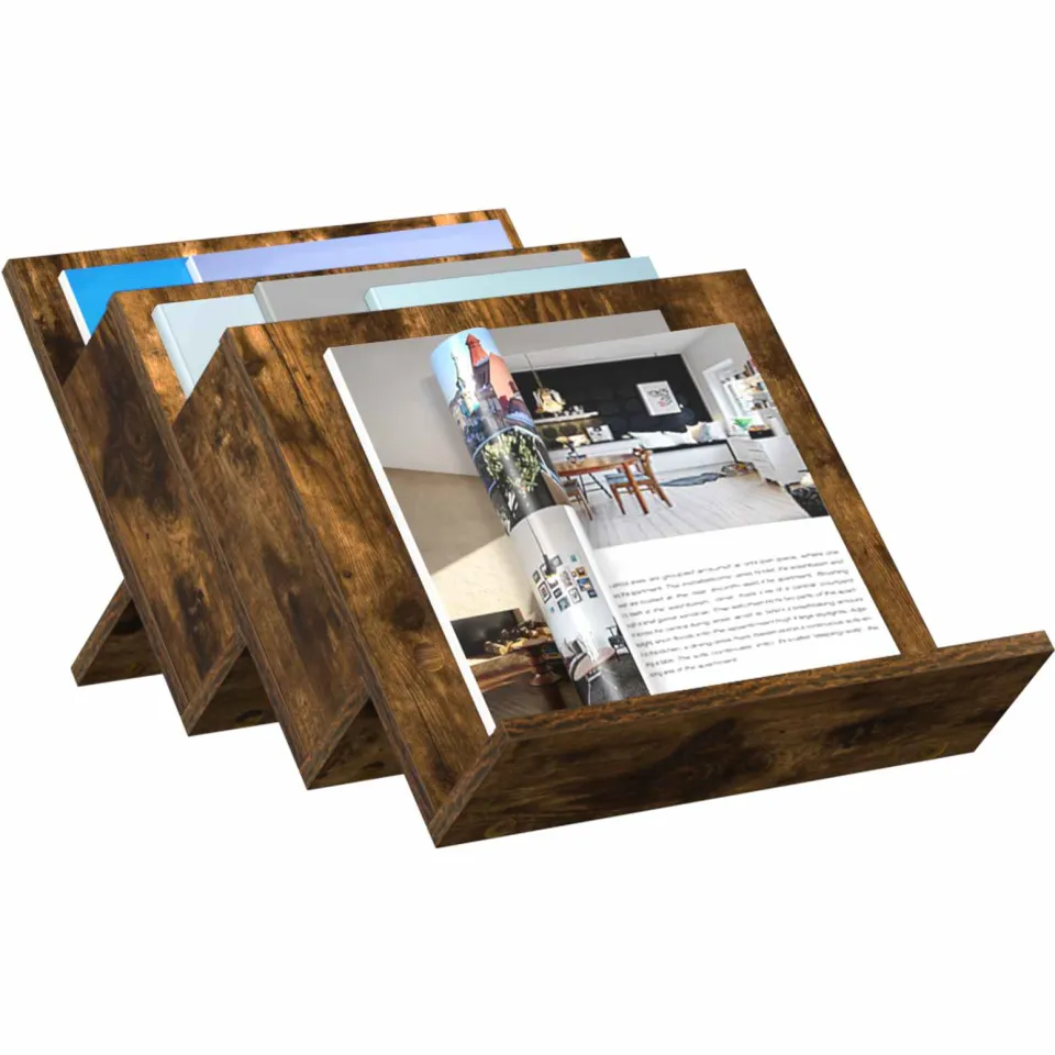 vidaXL Tijdschrift Rek Gerookt eiken 53 x 40 x 28,5 cm Bewerkt hout Bruin