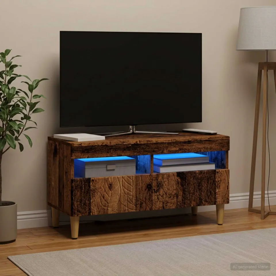 vidaXL LED tv-meubel Oud hout Bewerkt hout bruin, foto 4