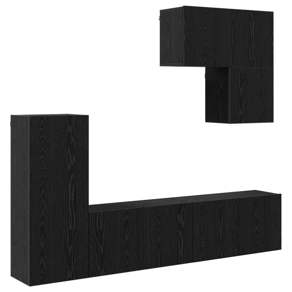 vidaXL TV-wandmeubel 5 st 240 x 30 x 183 cm Zwart Eiken