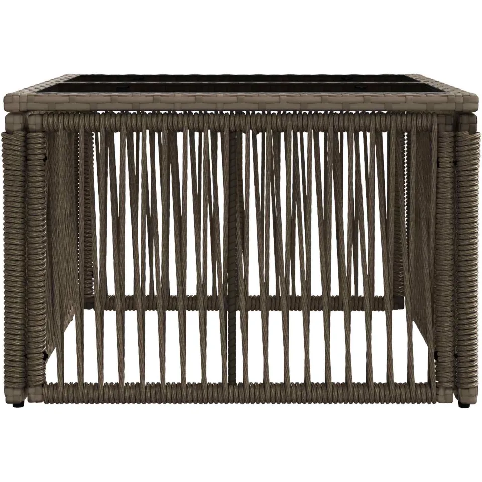 vidaXL Tuinstafel Grijs en zwart 55 x 55 x 37 cm PE Rattan en Glas