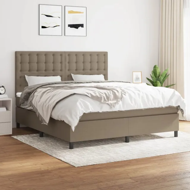 vidaXL Boxspring met matras stof taupe 180x200 cm