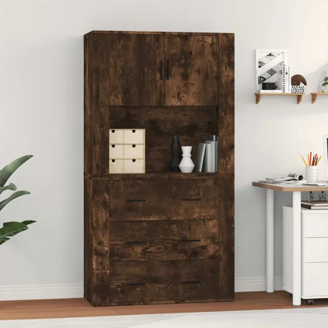 vidaXL Hoge kast bewerkt hout gerookt eikenkleurig Bruin