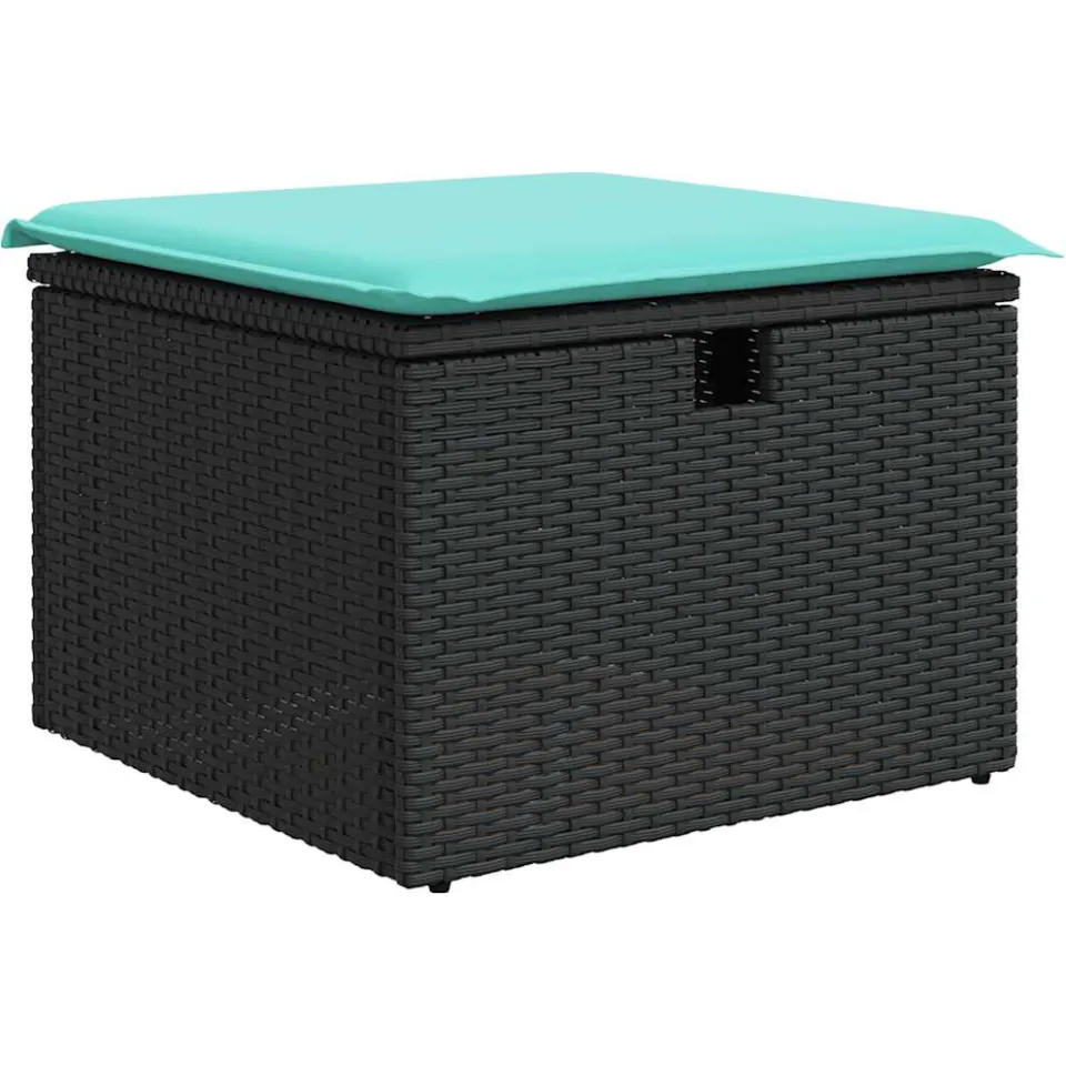 vidaXL 5-delige Loungeset met kussens poly rattan zwart, foto 4