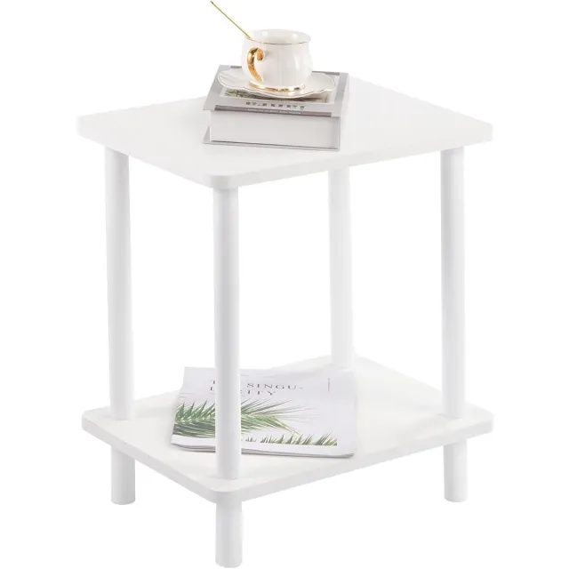Ibenzoa Houten Bijzet tafel met Dubbele Hoogte Instelling en Strakke Uitstraling - Perfect voor Diverse Interieurs wit