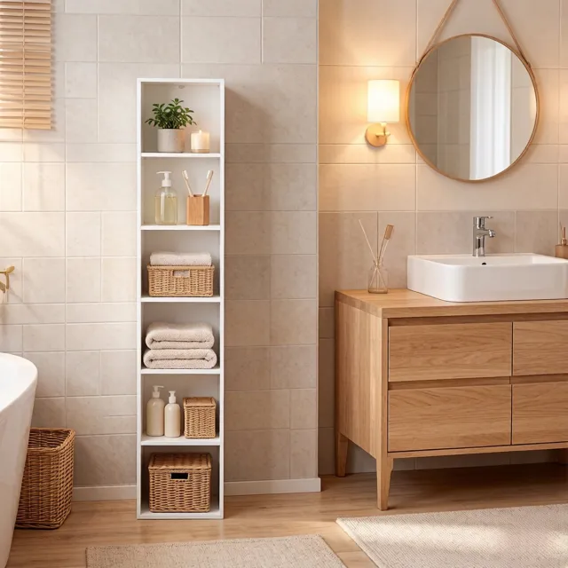 CHICFURN Boekenkast 30 cm - 6 vakken - Open kast - Wit