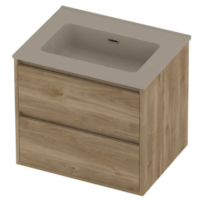 Proline Tribute Badmeubelset Porselein Elegant 1 Gat 60x46x54 cm Mat Crème Cotton Cider Oak Eiken