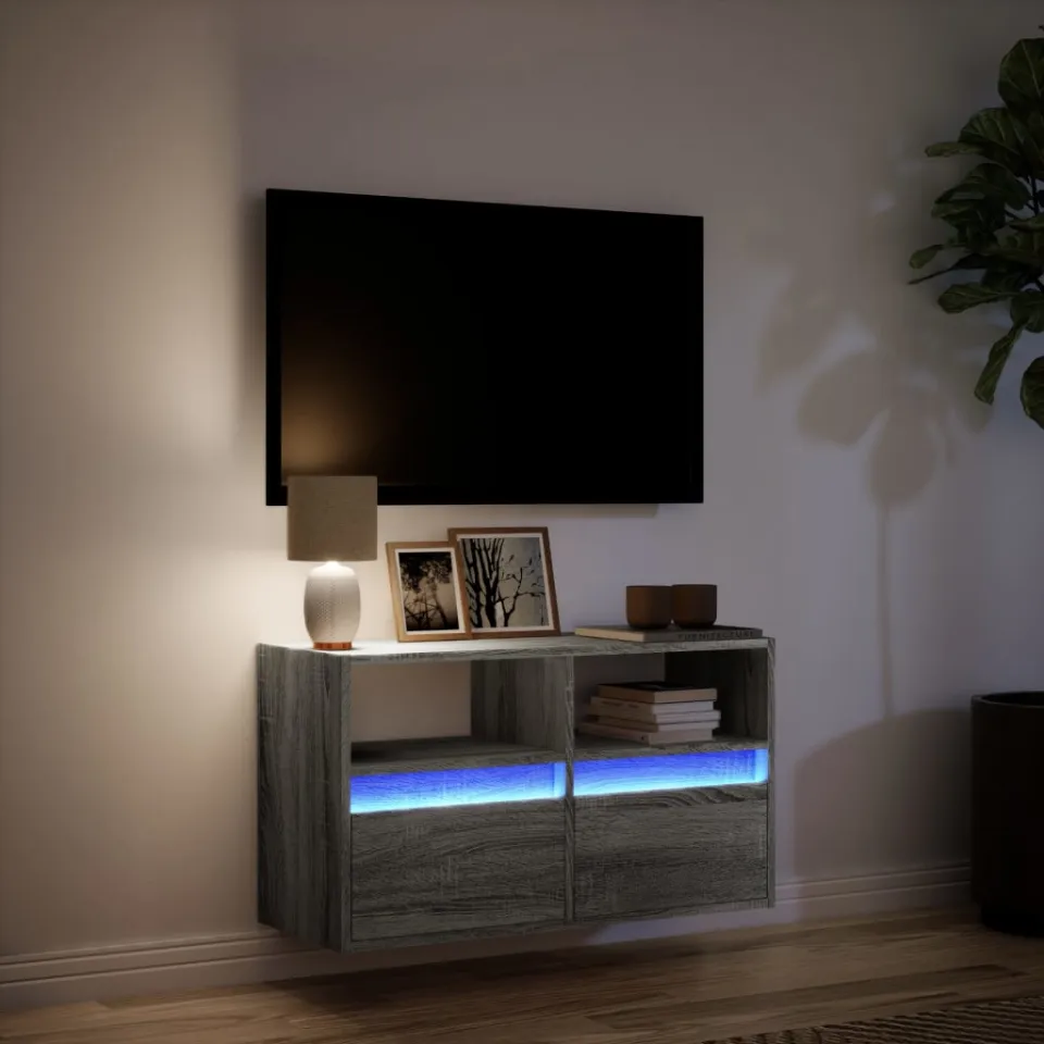 vidaXL Tv-wandmeubel met LED 80x31x45 cm grijs sonoma eikenkleurig, foto 4