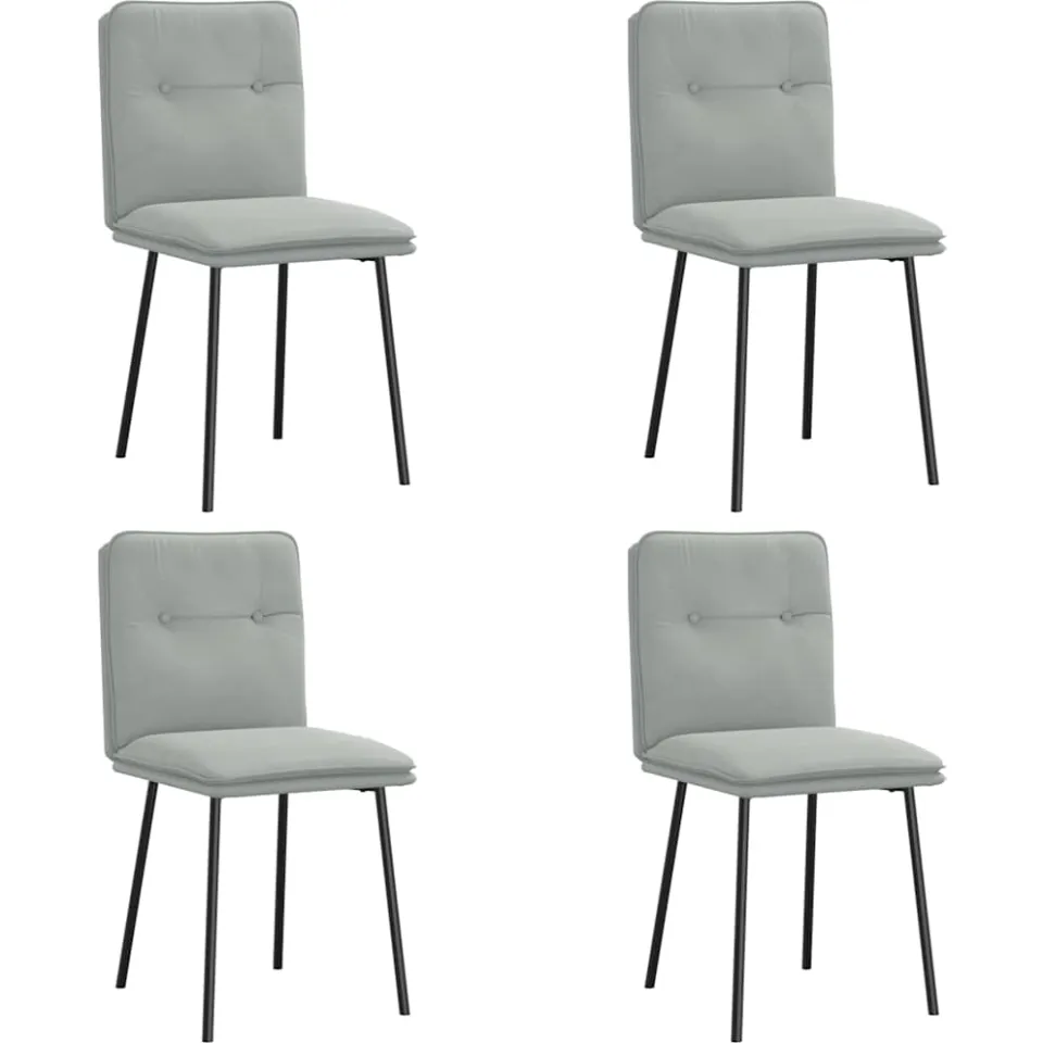 vidaXL Eetkamerstoelen 4 st fluweel lichtgrijs grijs, foto 3