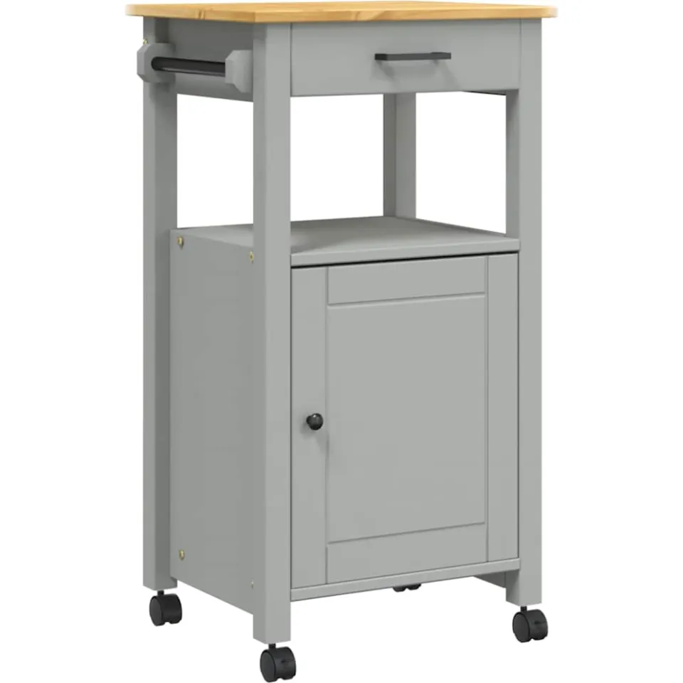 vidaXL Keukentrolley MONZA 48x40x88,5 cm massief grenenhout Grijs