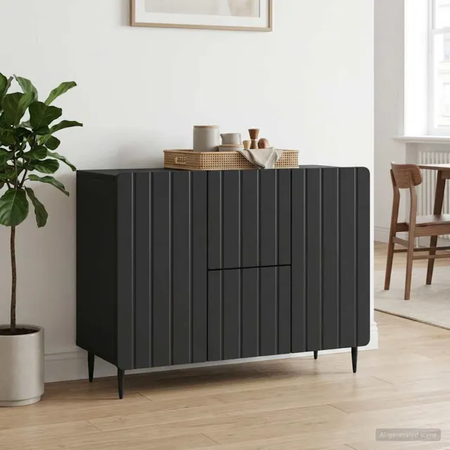 vidaXL Dressoir met lade Zwart 89 x 34,5 x 62 cm Bewerkt hout, foto 2
