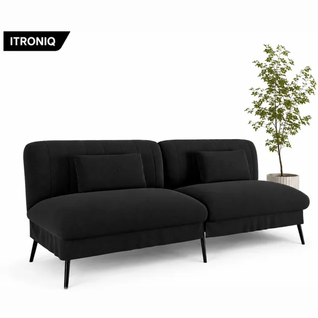ITRONIQ Slaapbank 2 Persoons - Opklapbare Slaapbank Met Slaapfunctie - 5 Standen - Ruimtebesparend - 186 x 98 cm - Zwart