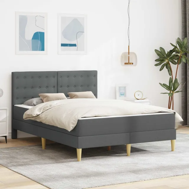 vidaXL Bedframe met matras Blauw 140 x 200 cm Polyester