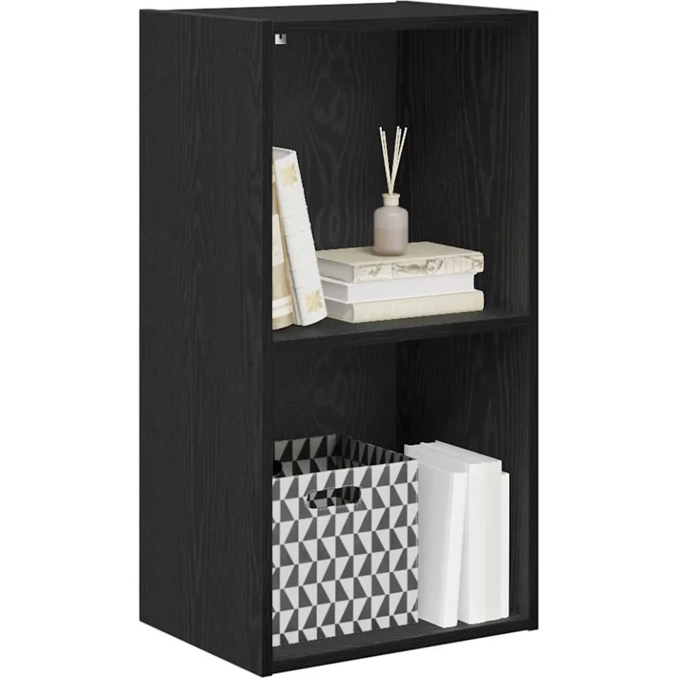 vidaXL Boekenkast 2-laags 40 x 30 x 77 cm Bewerkt hout Zwart Eiken