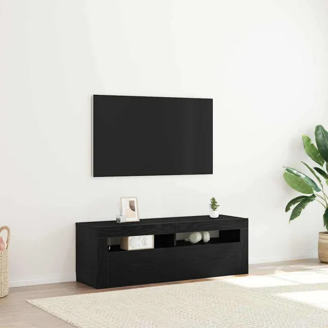vidaXL TV-kast 120 x 35 x 40 cm Zwart Eiken Bewerkt hout, foto 2