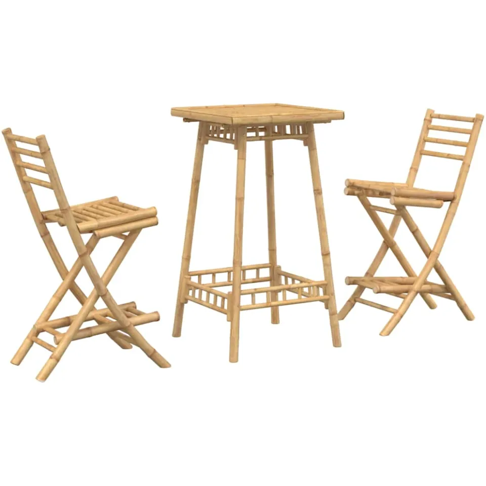 vidaXL 3-delige Barset voor buiten opvouwbaar bamboe bruin, foto 3