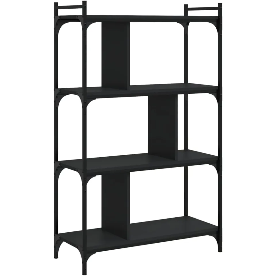 vidaXL Boekenkast 4-laags 76x32x123 cm bewerkt hout zwart