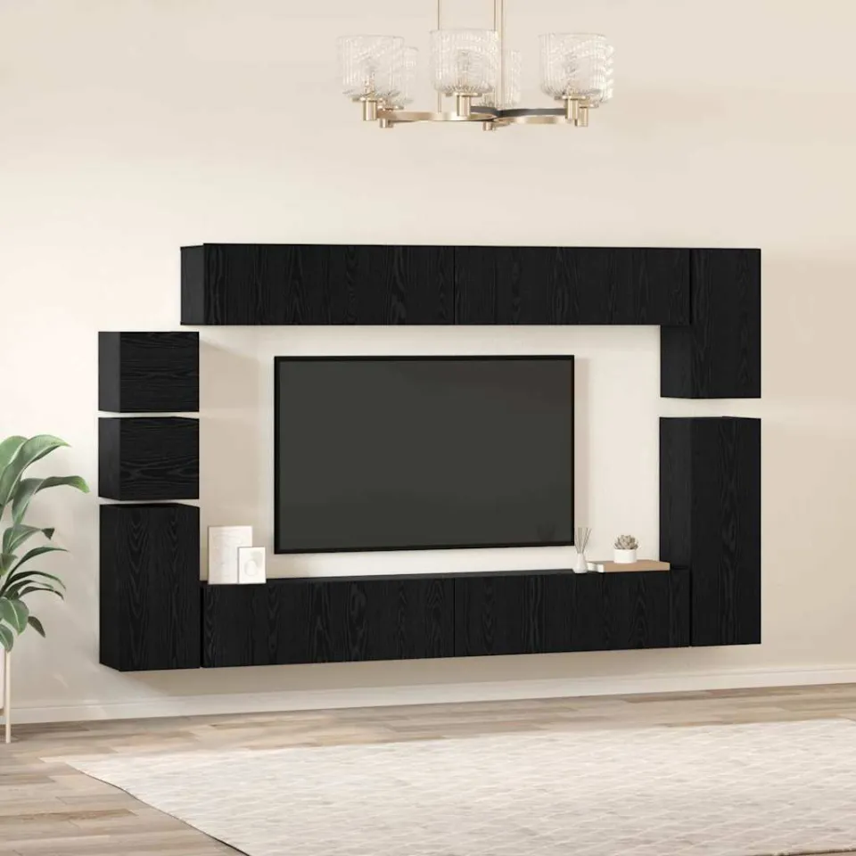 vidaXL Tv-meubelset 9 st 100 x 30 x 30 cm Zwart Eiken, foto 4