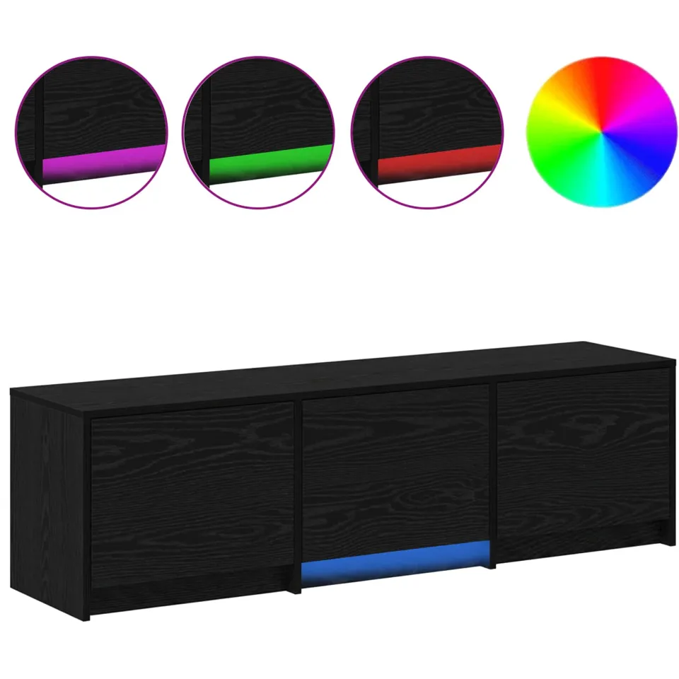 vidaXL TV-kast met LED 140 x 34 x 40 cm Zwart eiken Geconstrueerd hout, foto 4