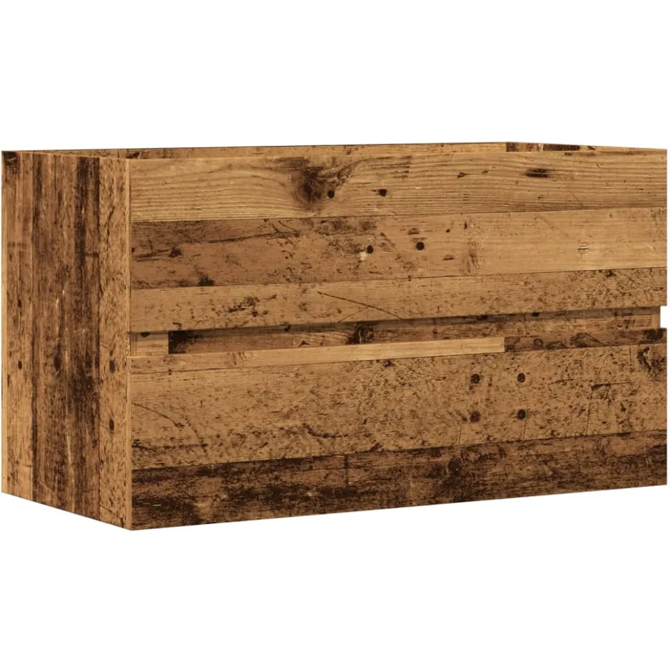 vidaXL Wastafelkast 90x38,5x45 cm bewerkt hout oud houtkleurig Bruin