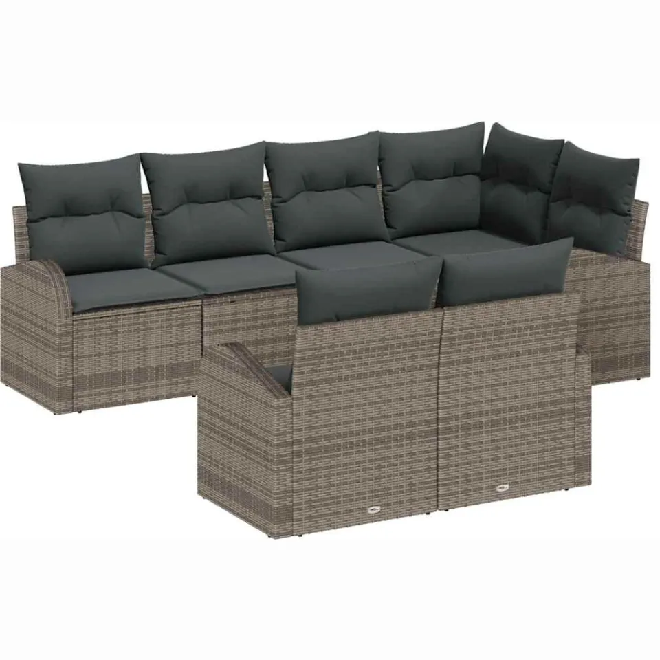 vidaXL Tuinbankenset 7 st Grijs poly rattan