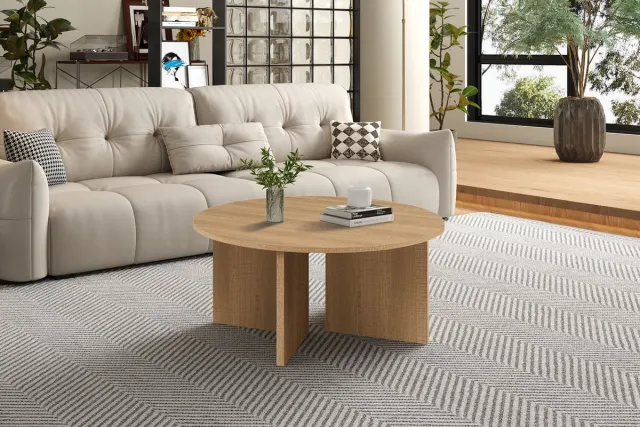 Rousseau Salontafel Drasir - Ø90x42cm - Eikdecor Bruin eik