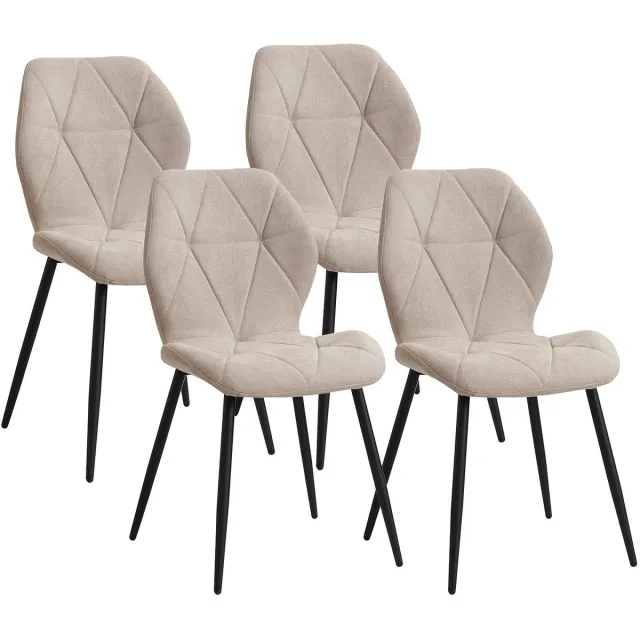 Stervia Eetkamerstoelen Set Van 4 Beige - Zachte Fluwelen Bekleding - Scandinavische Stijl - Ergonomisch - 42 × 48 × 86 cm