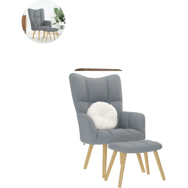 GranMaison Fauteuil - Relaxzetel - Relaxstoel - Relaxfauteuil - Stoel - Met armleuning - Met voetenbank - Voor één Persoon - Lichtgrijs