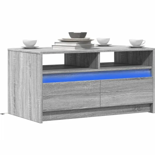 vidaXL Salontafel met LED-verlichting bewerkt hout grijs sonoma eiken