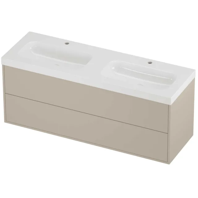 Proline Haga Badmeubelset Polystone Mezza 2 Laden 140x46x58 cm Glans Wit Soft Linen Beige