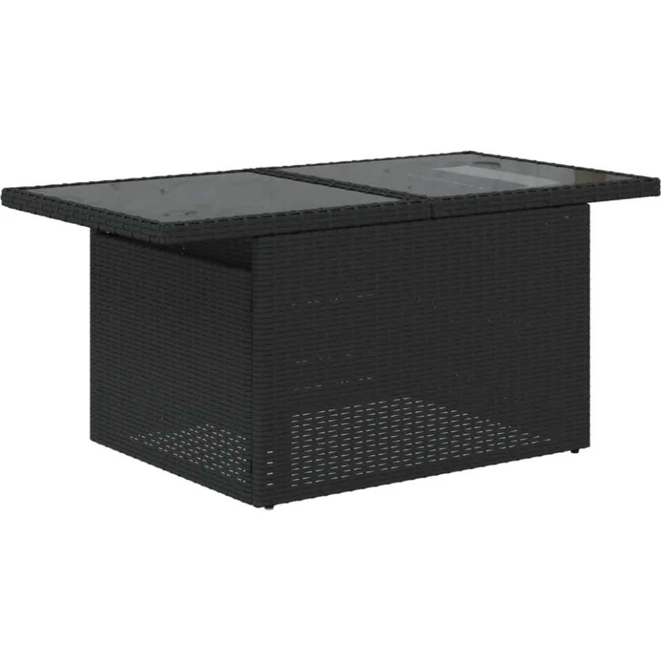 vidaXL 2-delige Loungeset met kussens poly rattan en glas zwart, foto 4