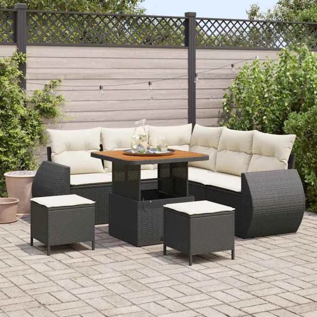 vidaXL Tuinbankenset 8 st Zwart poly rattan, foto 2