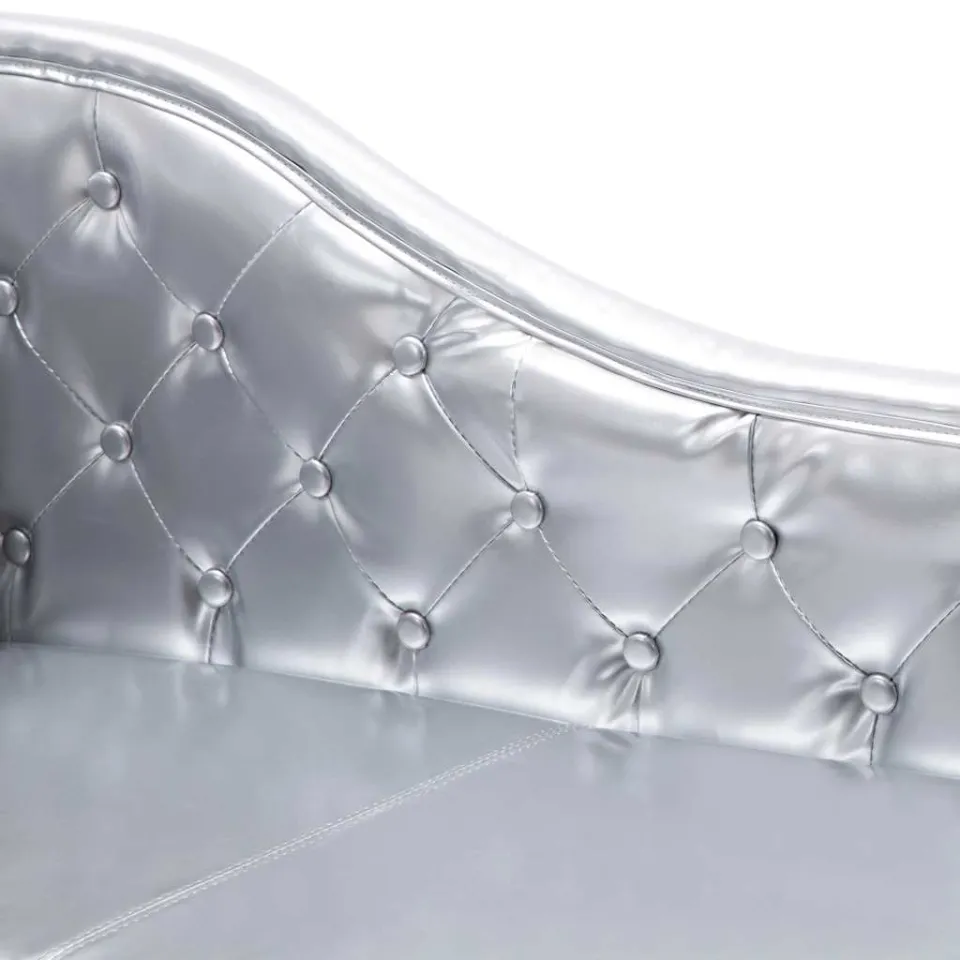 vidaXL Chaise longue kunstleer zilverkleurig, foto 4
