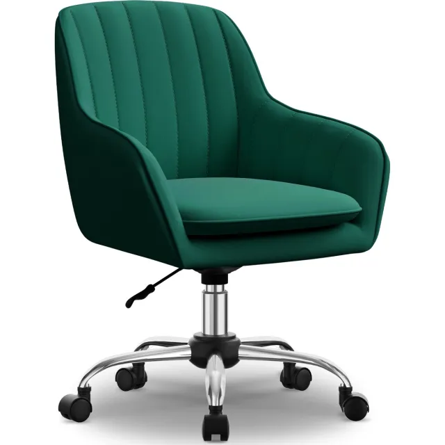 Hiaonyx Bureaustoel-Ergonomische bureaustoel-bureaustoelen voor volwassenen-Dubbel gelaagd zitkussen-360 graden draaibaar-Metalen onderstel-Donkergroen
