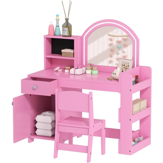 AIYAPLAY Kaptafelset voor kinderen - MDF - 88,6 x 38,8 x 96,9 cm - Roze