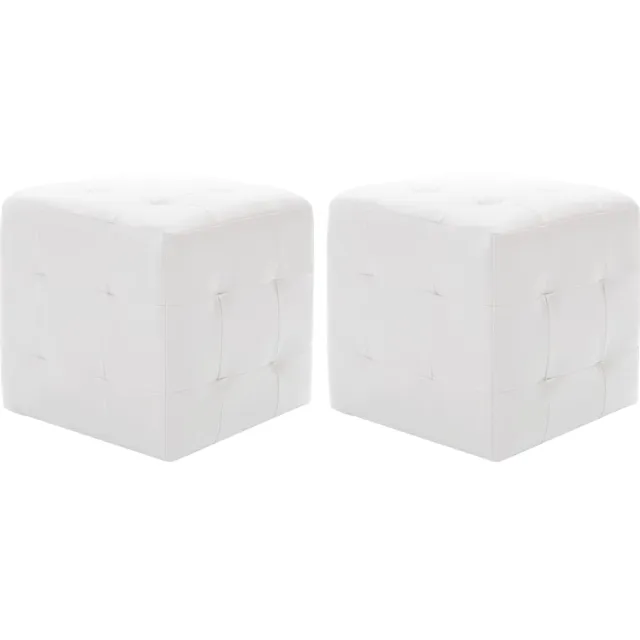 vidaXL Poef 2 st 30x30x30 cm kunstleer wit