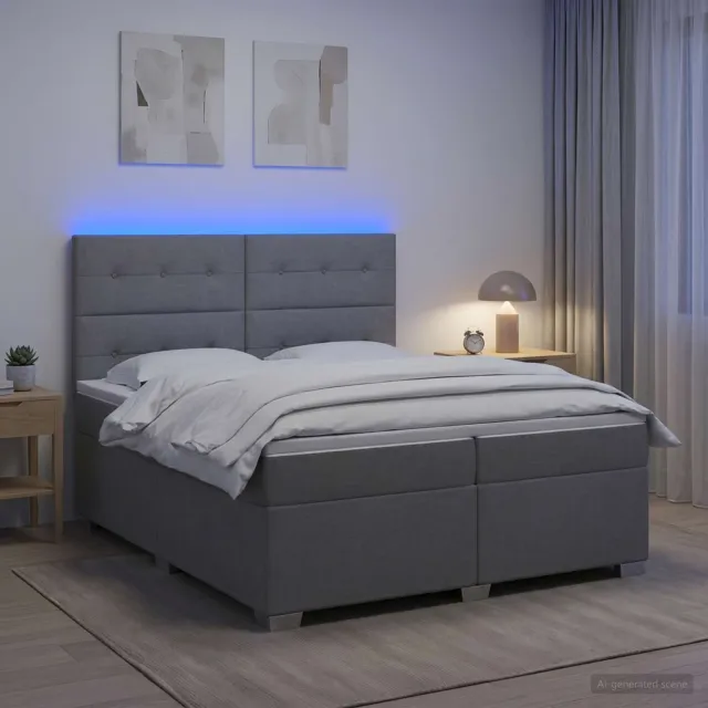 vidaXL Boxspringbed met matras Lichtgrijs 200 x 200 cm Stof