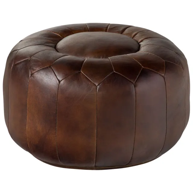 MASSIVMOEBEL24 .DE gestoffeerde kruk CHESTERFIELD #18 bruin echt leer (buffel) 60 x 38 x 60 cm