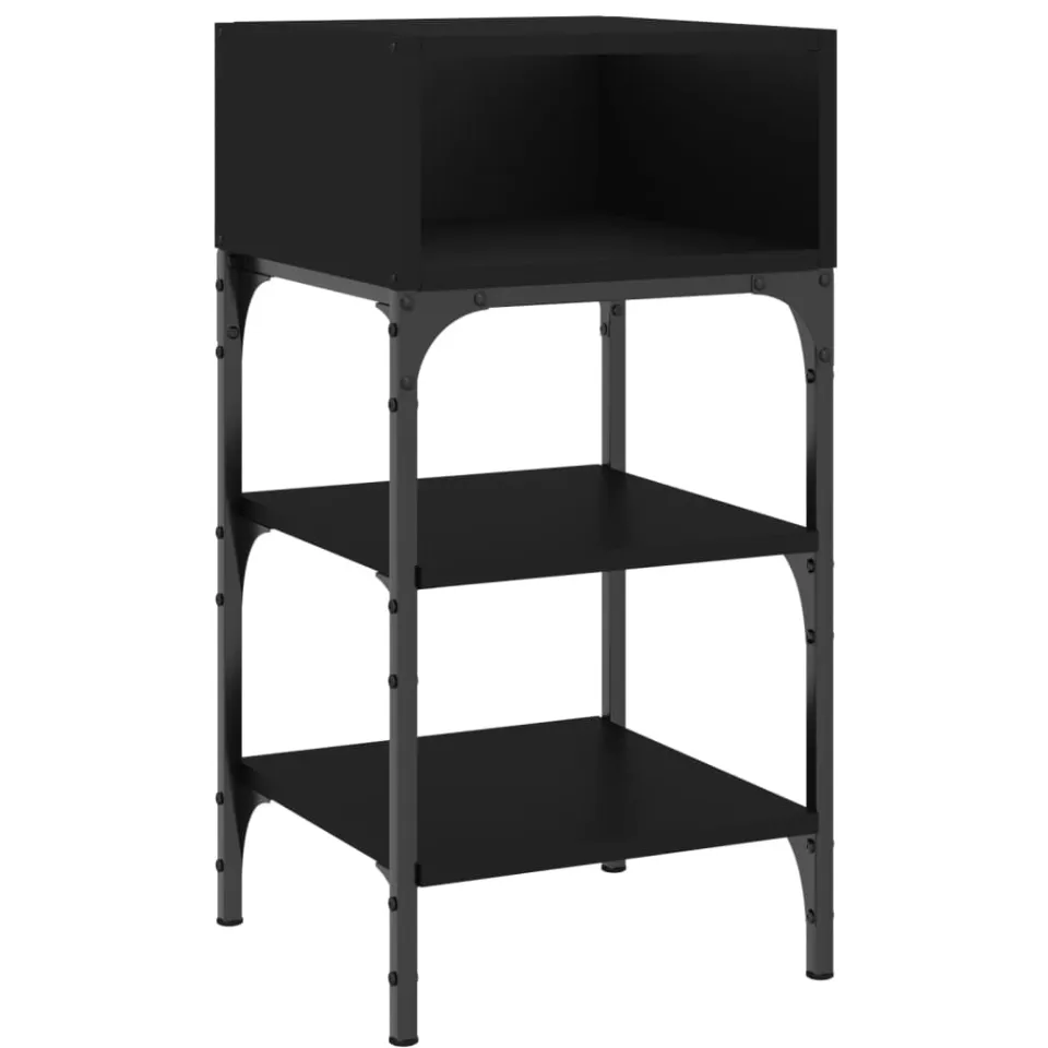 vidaXL Nachtkastjes 2 st 35x34,5x70 cm bewerkt hout zwart