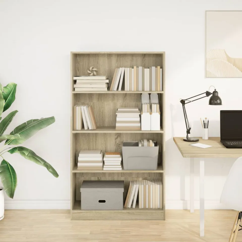 vidaXL Boekenkast 80x24x143 cm bewerkt hout sonoma eikenkleurig, foto 2
