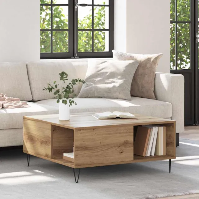 vidaXL Salontafel Artisan Eiken 80 x 80 x 36,5 cm Bewerkt hout Bruin