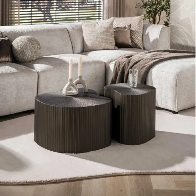 Meubelplaats Salontafel Maya Ray niervormig set/2 - Brons liquid metal Naturel