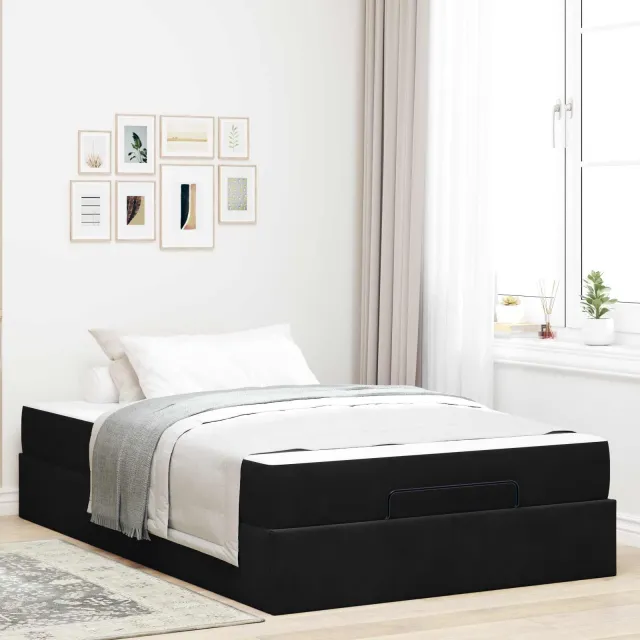 vidaXL Bedframe met matras 2 st Zwart Fluweel
